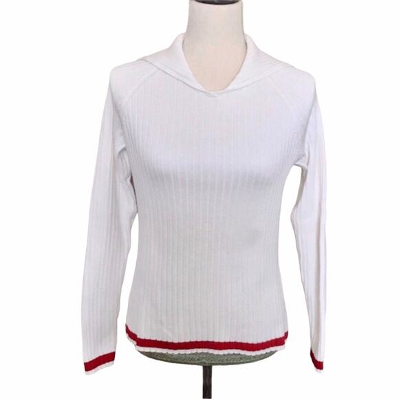 Ann Taylor Factory Sweaters - Ann Taylor 100% Cotton Sweater White & Red Nautical Sailor